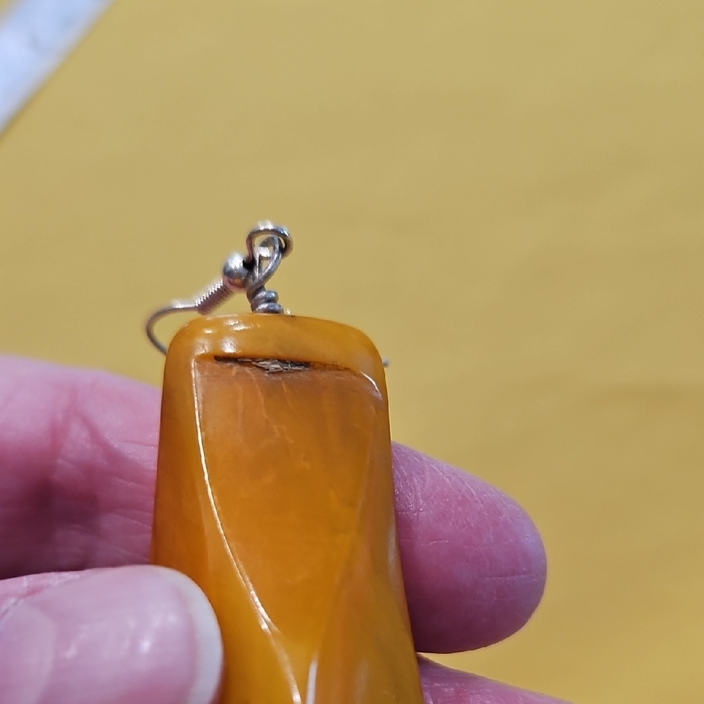 Art Deco Style Earrings Made From Vintage Bakelite Cigar / Cigarette Holders - Picture 6 of 6